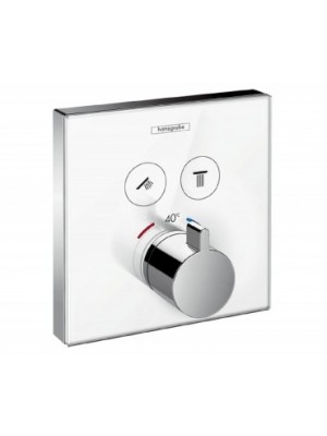 Hansgrohe, ShowerSelect Glass, falsk alatti termoszttos csaptelep,, 2 fogyaszthoz, fehr, 15738400