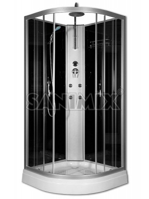 Sanimix, hidromasszzs zuhanykabin, negyedkrves 90*90*222 cm, 22.181 Black