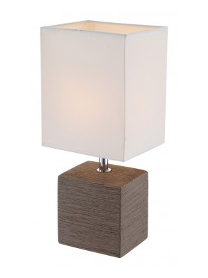 Globo, Geri, Asztali lmpa, kermia barna, textil fehr, exkl. 1xE14, 21677
