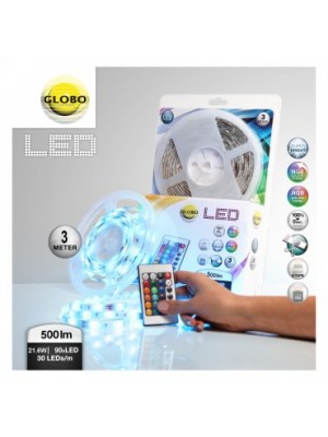 Globo, Led band, Led szalag, LxBxH:3000x10x3, inkl. 90xRGB LED 0,18W 12V, sznes, 350m, IP 21, 38991