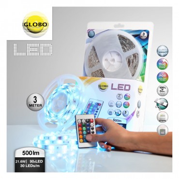 Globo, LED Szalag, inkl. 90xRGB LED, sz�nes, 300 cm, 38991