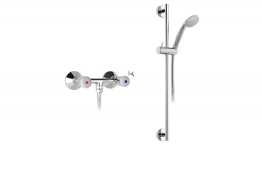 Mof�m, Euroszt�r zuhanycsaptelep Basic fali tart�val �s zuhanyszettel, 143-0109-00