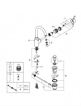 Grohe, Eurosmart Cosmopolitan 32830001, Magastott mosdcsaptelep