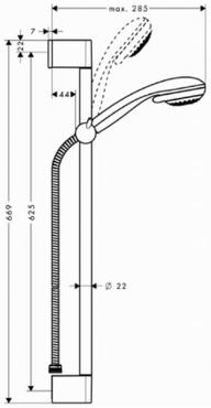 Hansgrohe, Crometta, 85 Multi/Unica'Crometta zuhanyszett, 0,65 m DN15, 27767000