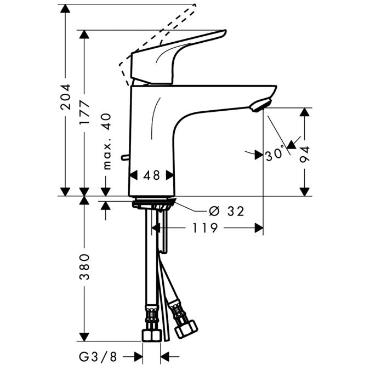 Hansgrohe, Focus, ComfortZone 100, egykaros mosdcsaptelep DN15 31607000