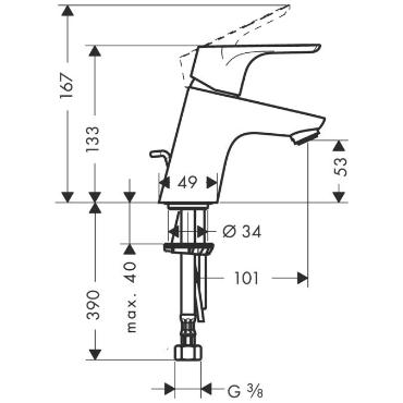 Hansgrohe, Focus egykaros mosdcsaptelep leeresztvel, DN15 31730000