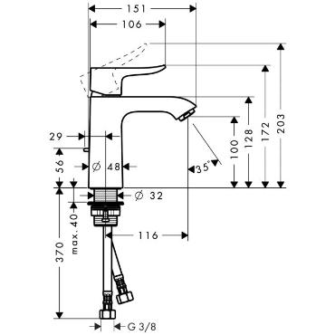 Hansgrohe, Metris, egykaros mosdcsaptelep 110 DN15, 31080000