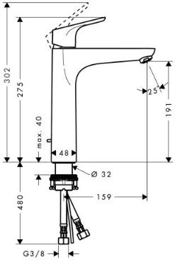 Hansgrohe, Focus 190, egykaros mosdcsaptelep, DN15 31608000