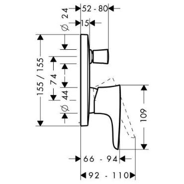 Hansgrohe, PuraVida, egykaros k�dcsaptelep, fals�k alatti, DN15 15445400