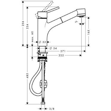 Hansgrohe, Talis S, egykaros konyhai csaptelep, DN15 32841000, kihzhat zuhanyfejjel