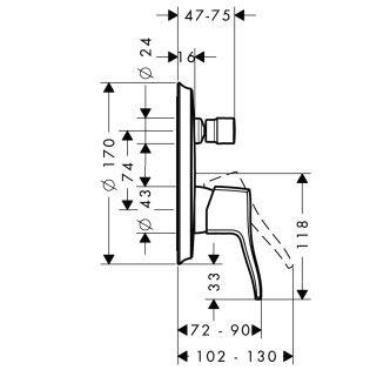 Hansgrohe, Metris Classic, egykaros kdcsaptelep, falsk alatti, 31485000