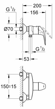 Grohe, Euroeco zuhany csaptelep, 32740000