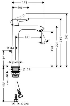 Hansgrohe, Metris, egykaros mosdcsaptelep 200 DN15, 31183000