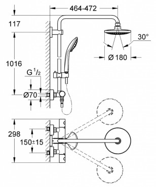 Grohe, Euphoria falra szerelhet zuhanyrendszer, 27296001