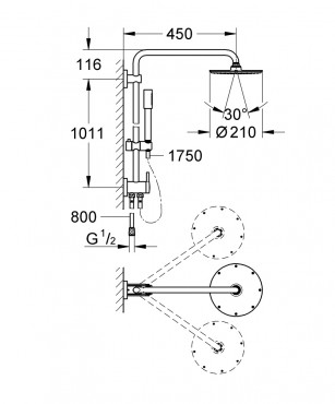 Grohe, Rainshower falra szerelhet zuhanyvlts zuhanyrendszer, 27058000