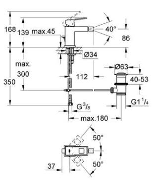 Grohe, Eurocube egykaros bidcsaptelep, 1/2