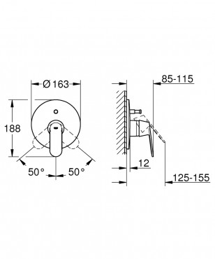 Grohe, Eurosmart Cosmopolitan egykaros falsk alatti kdcsaptelep, 19382000