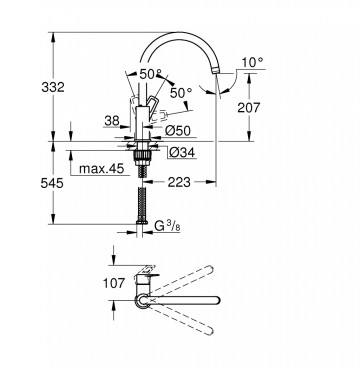 Grohe, Bauloop egykaros mosogat csaptelep, 31368001