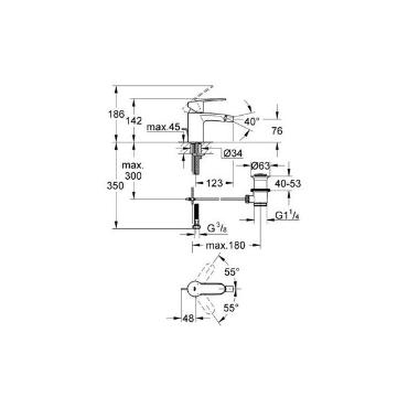 Grohe, Eurostyle Cosmo bid csaptelep hzrudas leereszt garnitrval, 33565002