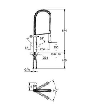 Grohe, K7 egykaros mosogat csaptelep zuhanyfejjel, 32950000