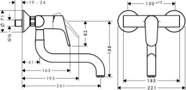 Hansgrohe, Focus, konyhai csaptelep falra szerelhet, 31825000