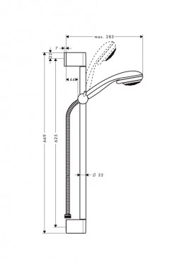 Hansgrohe, Crometta, 85 Vario/Unica'Crometta zuhanyszett, 0,65 m DN15, 27763000