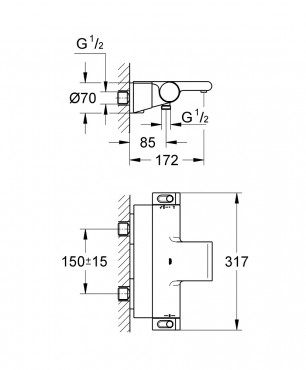 Grohe, Grohtherm 2000 termoszttos kdcsaptelep, 1/2, 34464001