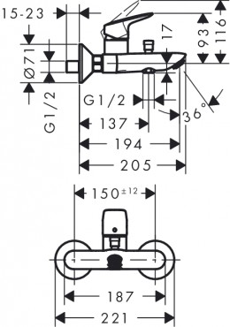 Hansgrohe, Logis, egykaros kdcsaptelep falskon kvli szerelshez, 71400000