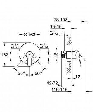 Grohe, Bau edge falsk mgtti zuhany csaptelep, 29078000