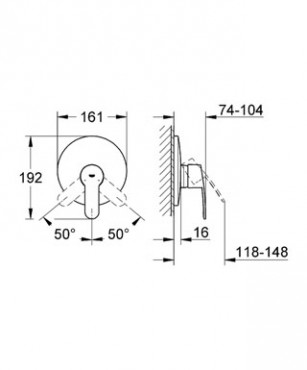 Grohe, Eurostyle Cosmopolitan egykaros falba ptett zuhanycsaptelep, 19507002