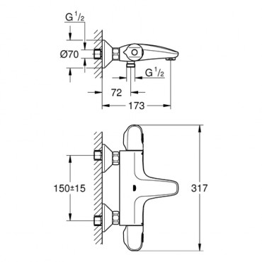 Grohe, Grohtherm 1000 New termoszttos kdcsaptelep, 1/2