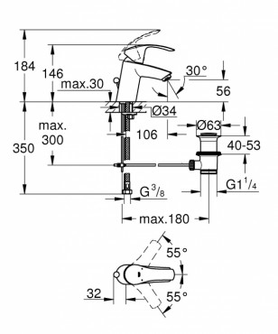 Grohe, Eurosmart egykaros mosd csaptelep, 33265002