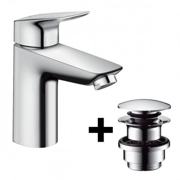 Hansgrohe, Logis, egykaros mosdcsaptelep 100 push-open lefolyval 71107000