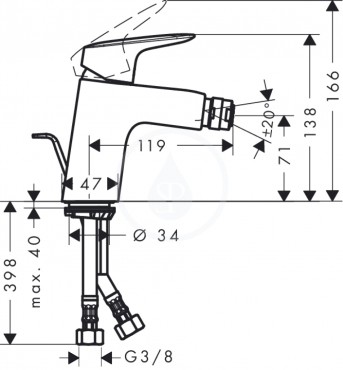 Hansgrohe, Logis, bidet csaptelep, Bidetmischer 70 chrom, 71204000