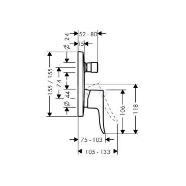 Hansgrohe, Metris, egykaros falsk alatti kdcsaptelep sznkszlet, 31454000