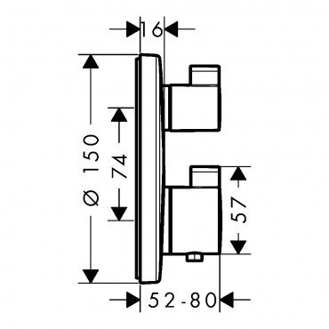 Hansgrohe, Ecostat S, falsík alatti termosztátos csaptelep, 2 fogyasztóhoz, 15758000