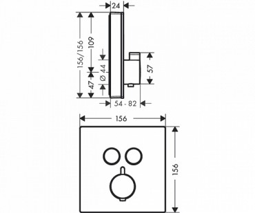 Hansgrohe, ShowerSelect Glass, falsk alatti termoszttos csaptelep,, 2 fogyaszthoz, fehr, 15738400