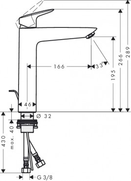 Hansgrohe, Logis, egykaros mosdcsaptelep 190 automata lefoly-garnitrval DN15, 71090000