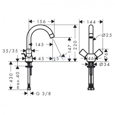 Hansgrohe, Logis, ktkaros mosdcsaptelep, automata lefoly-garnitrval DN15, 71222000