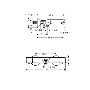 Hansgrohe, Ecostat Universal, termoszttos kdcsaptelep falskon kvli szerelshez DN15, 13123000