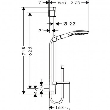 Hansgrohe, Raindance Select, 120 / Unica'S Puro zuhanyszett, 0,65m, krm, 26620000