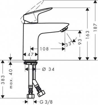 Hansgrohe, Logis, egykaros mosdcsaptelep 100 lefolygarnitra nlkl, 71101000