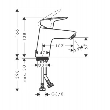 Csaptelep, Hansgrohe, Logis 71071000, egykaros mosd, ComfortZone 70