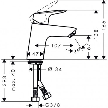 Hansgrohe, Logis, egykaros mosdcsaptelep 70 lefolygarnitra nlkl, 71071000