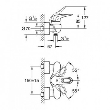 Grohe, Eurostyle egykaros zuhany csaptelep, 33590003