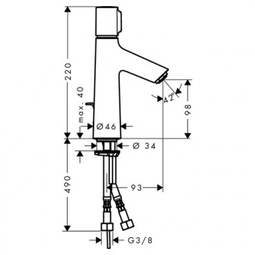 Hansgrohe, Talis Select S, egykaros mosdcsaptelep 100 automata lefoly-garnitrval,72042000