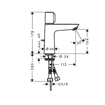 Hansgrohe, Talis Select E, egykaros mosdcsaptelep 110 automata lefoly-garnitrval,71750000