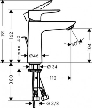 Hansgrohe, Talis E, egykaros mosdcsaptelep 110 automata lefoly-garnitrval, 71710000