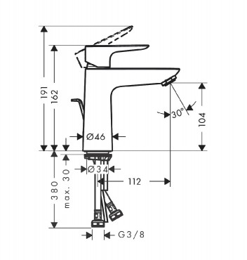 Hansgrohe, Talis E egykaros mosd�, ComfortZone 110, lefoly� garnit�r�val 71710000