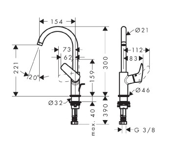 Csaptelep, Hansgrohe, Logis 210, 71130000, elforgathat kifolyval, ComfortZone 210, lefoly garnitrval